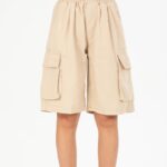 Beige Pockets Unisex Shorts