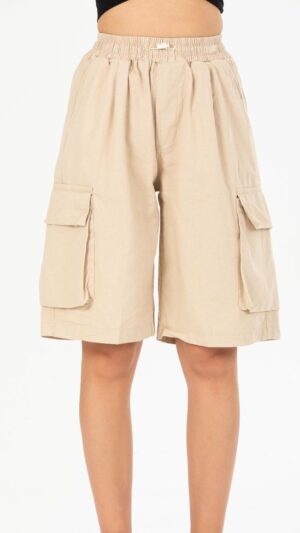 Beige Pockets Unisex Shorts