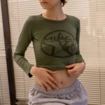 3828051361.jpg Khaki Y2K Admim Long Sleeve Crop