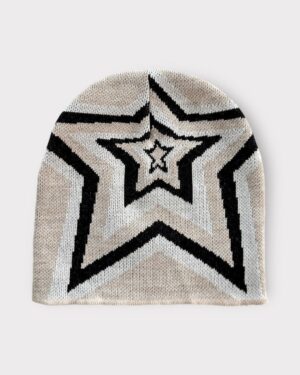 Beige Nested Stars Beanie