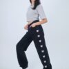 Black Embroidery Heart Extra Baggy Jeans