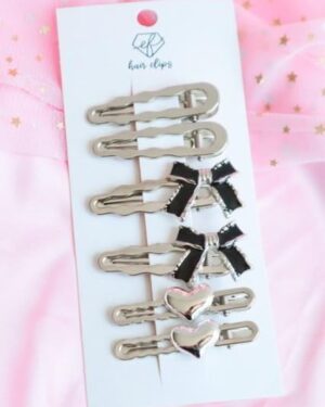 Black Bow 3 Hair Clips Set