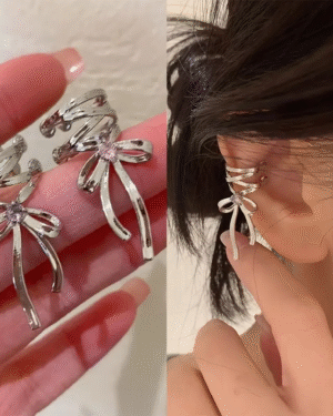 2 Pcs Ribbon Bow Non-pierced Ear Clips