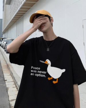 Duck 'Peace Was Never An Option' Oversized Unisex Tshirt