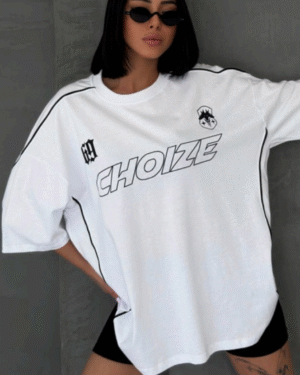 White Choize Striped Oversized Unisex Tshirt