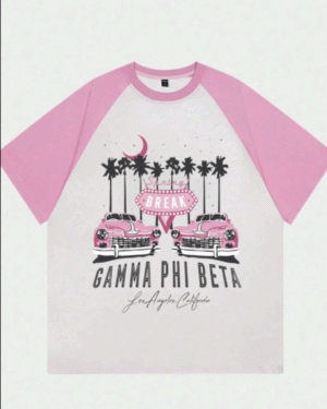 Gamma Phi Beta Pink Oversized Raglan Unisex Tshirt