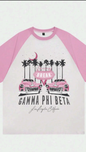 Gamma Phi Beta Pink Oversized Raglan Unisex Tshirt