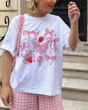 Strawberry Bows Oversized Unisex Tshirt
