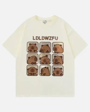 Capybara Cream Collage Oversized Unisex Tshirt
