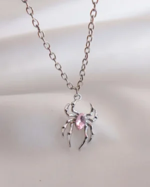 Pink Pearl Spider Necklace