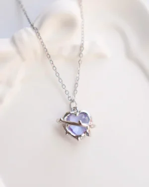 Purple Chained Heart Necklace
