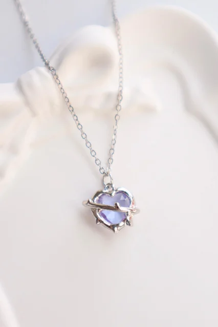 Purple Chained Heart Necklace