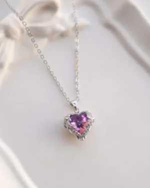 Stainless Steel Purple Heart Necklace