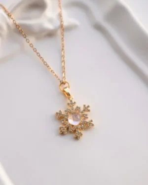 Stainless Steel Gold Snowflake Necklace