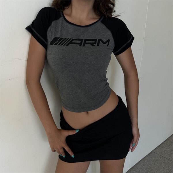Gray ARM Raglan Short Sleeve Top