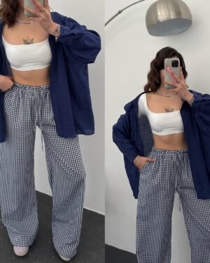 Blue Lisbon Gingham Pants