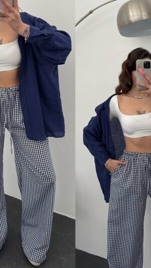 Blue Lisbon Gingham Pants