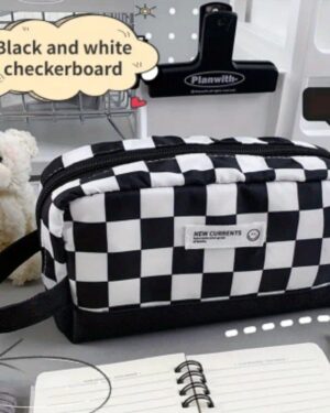 Black And White checkerboard Pencil Case