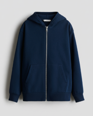 Navy Blue Unisex Oversized Zip Up Hoodie
