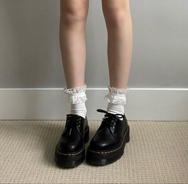 Black Matte Quad Low Platform Doc Martens Shoes