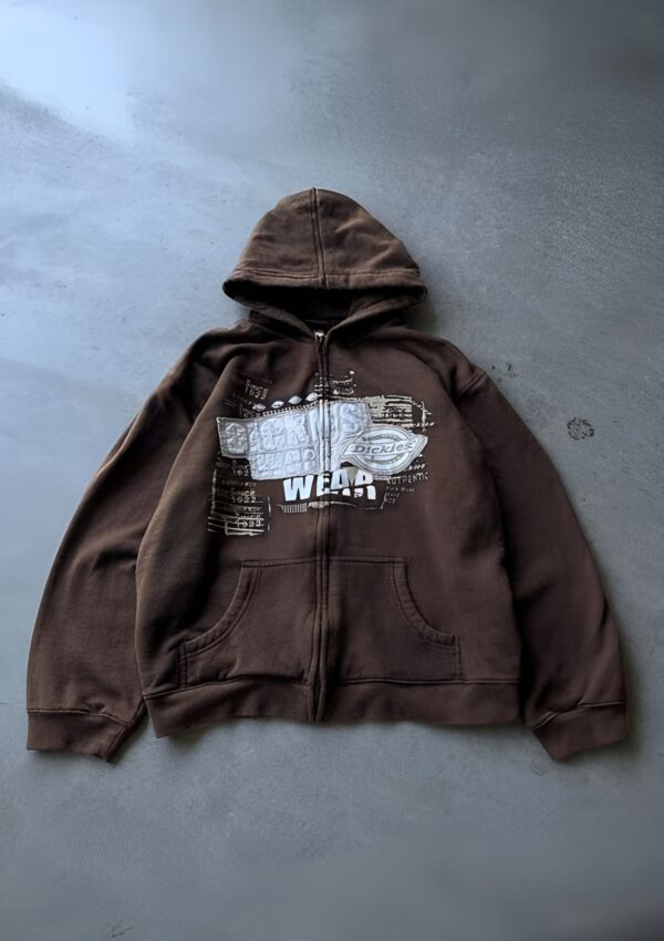Brown 3D Printed Unisex Oversized Zip Up Hoodie