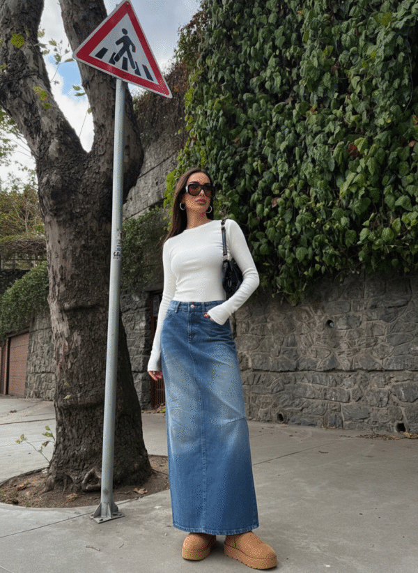 Maxi Denim Washed Skirt