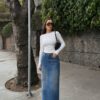 Maxi Denim Washed Skirt