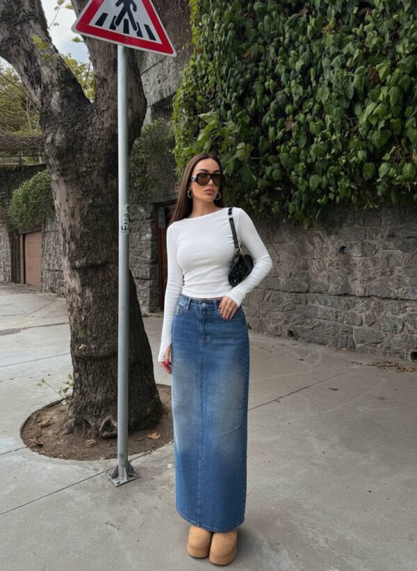 Maxi Denim Washed Skirt
