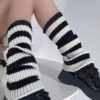 Striped Leg Warmers - Black & White