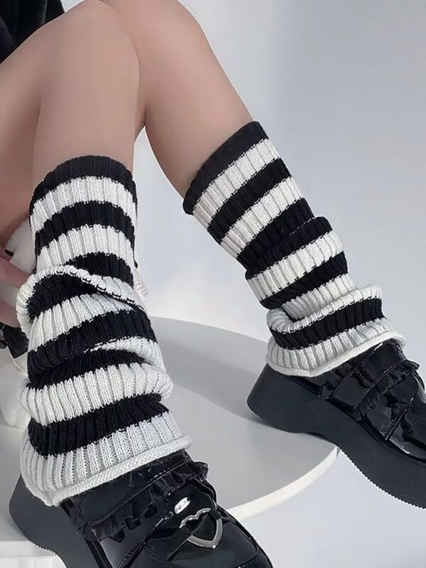 Striped Leg Warmers - Black & White