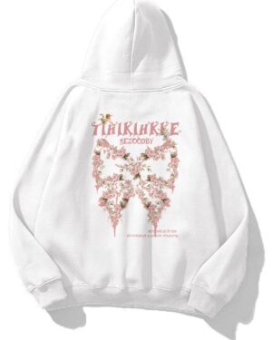 Flowered Bow Black Extra Oversized Hoodie