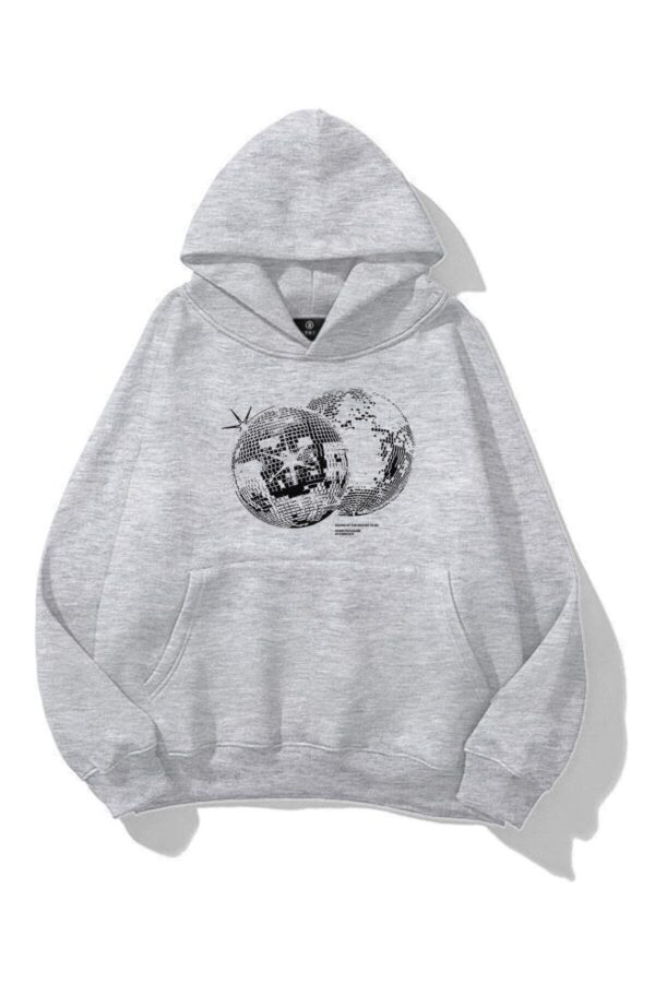 Disco Ball Gray Extra Oversized Hoodie