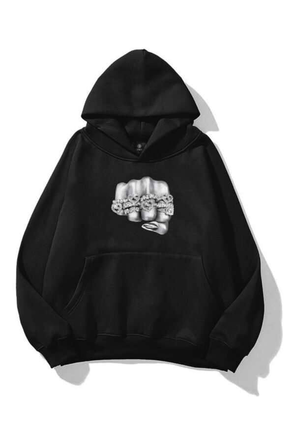 Diamond Fist Black Extra Oversized Hoodie