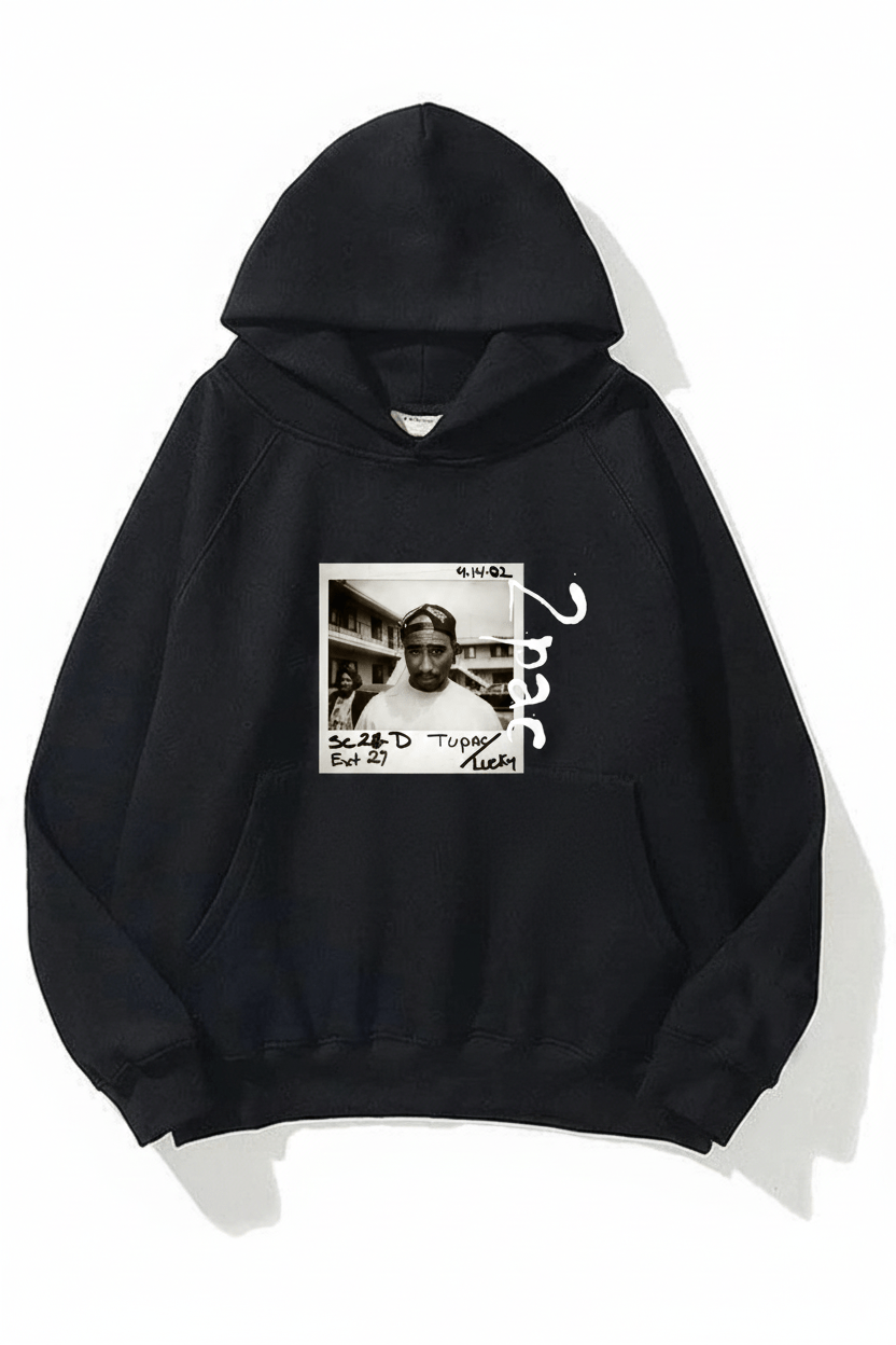 2PAC Black Extra Oversized Hoodie