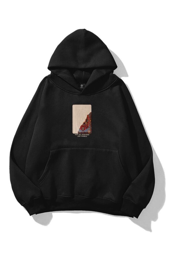 Not All Wounds Are Visible Black Extra Oversized Hoodie