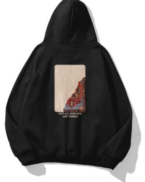 Not All Wounds Are Visible Black Extra Oversized Hoodie