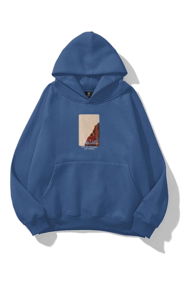Not All Wounds Are Visible Navy Blue Extra Oversized Hoodie