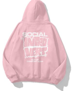 Social Introvert Pink Extra Oversized Hoodie