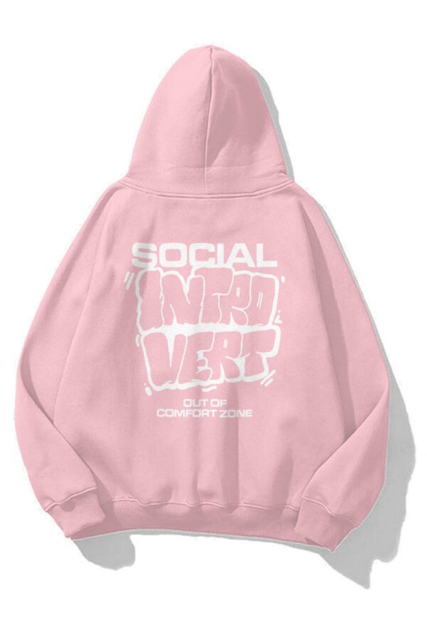 Social Introvert Pink Extra Oversized Hoodie
