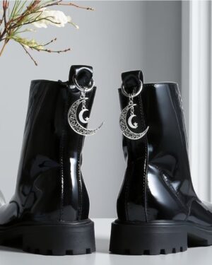 2 Pcs Silvery  Moon Buckles for Boots and Shoes