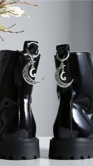 2 Pcs Silvery  Moon Buckles for Boots and Shoes