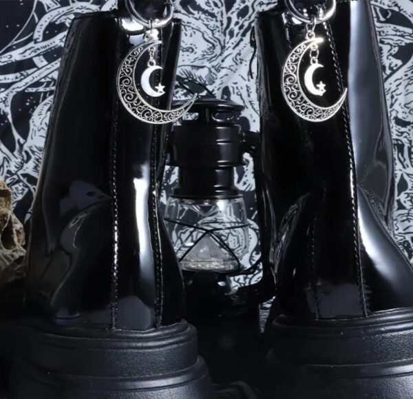 2 Pcs Silvery  Moon Buckles for Boots and Shoes