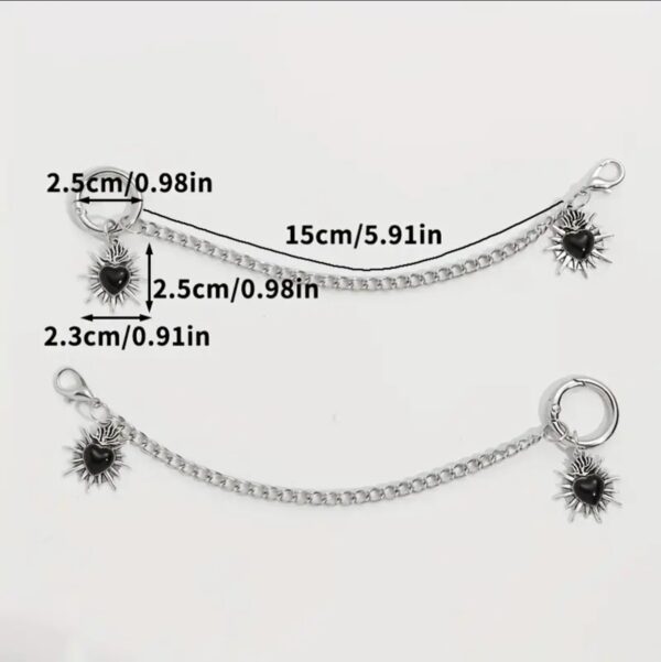 2Pcs Heart Pendant Chains For Shoes  and Boots