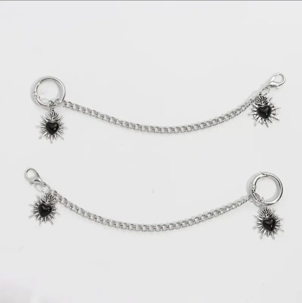 2Pcs Heart Pendant Chains For Shoes  and Boots