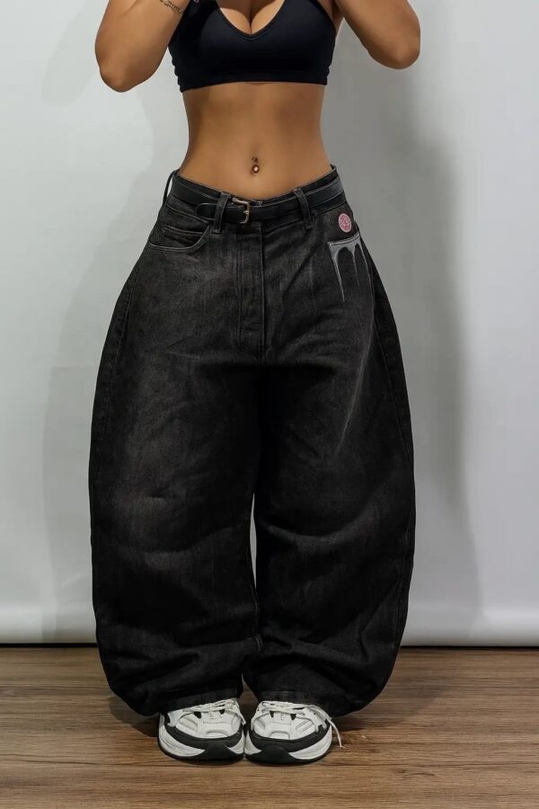 Black Graffiti Wash Unisex Baggy Jeans