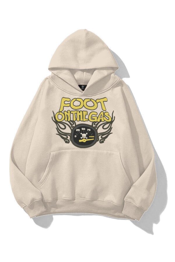 Foot on the Gas Beige Extra Oversized Hoodie