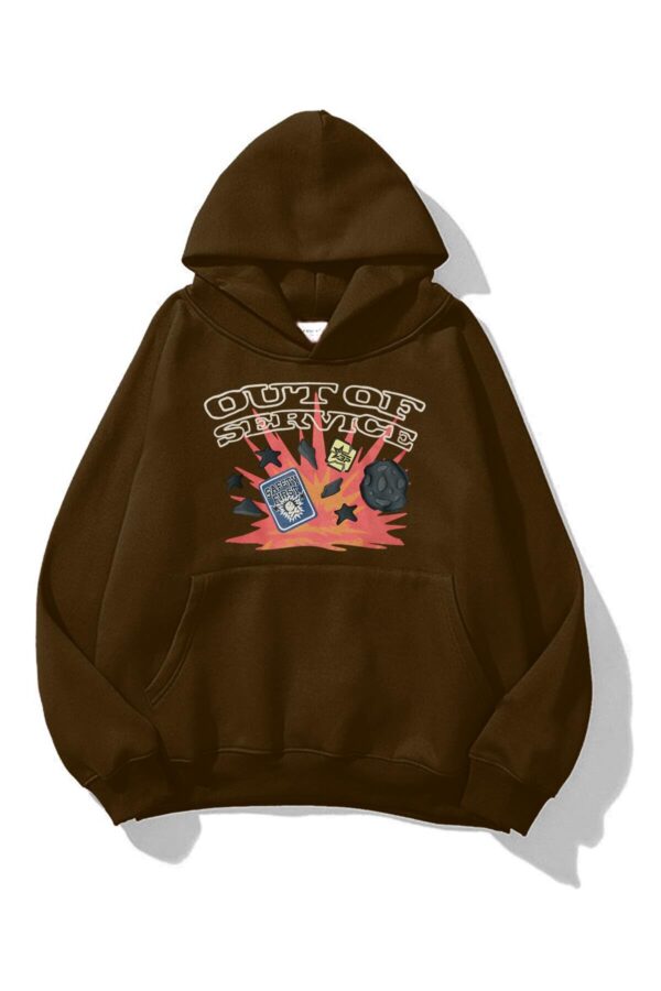 Out of Service Brown Extra Oversized Hoodie