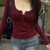 Burgundy Henley Top