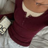 Burgundy Henley Top