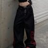 Red Side Snake Baggy Jeans
